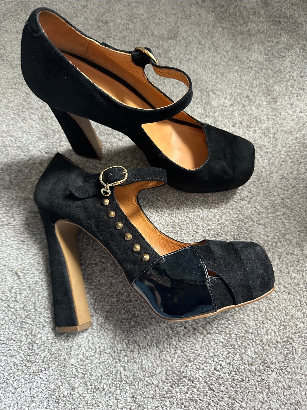 Black Women's Mary Jane Heel with Ankle Strap